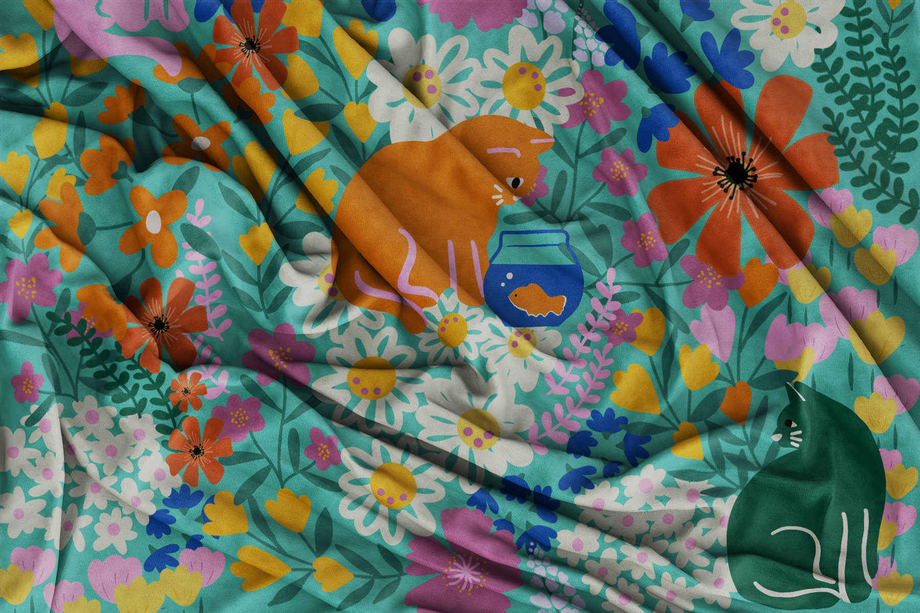 Diseño textil Gatos